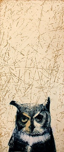 phoca_thumb_l_wise owl 1 jo lankester and hannah murray intaglio drypoint etching and chine-coll