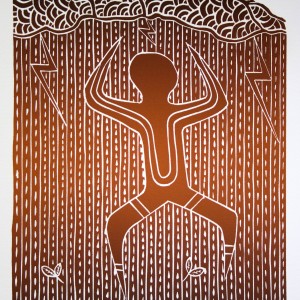 Maverick Fox.Rainman.Linocutprint. 400 x 600 Rainman $150.