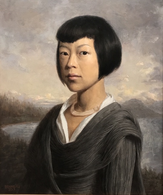 Andrew Bonneau, Portrait of Ayako Saito, oil on linen,60 x 50cm