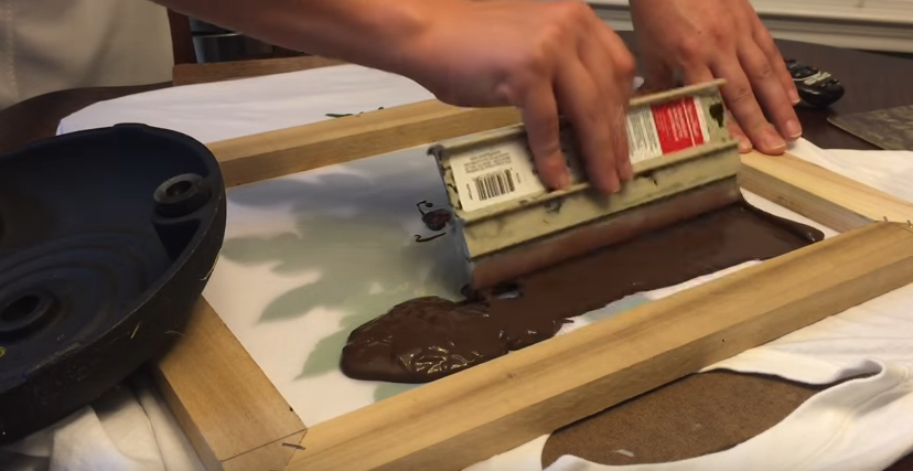 Screen printing with leaves