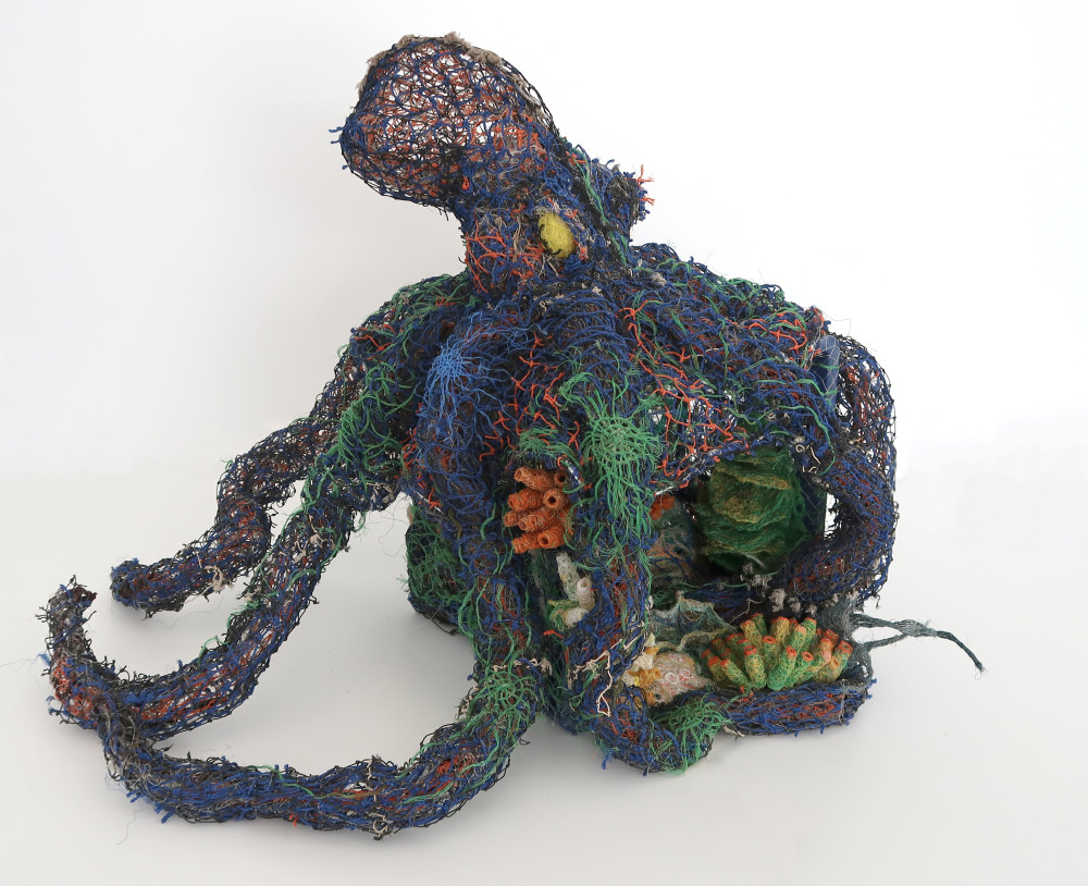 Marion Gaemers, 2018, Octopus, Beach Ephemera & Milk Crate, Dimensions