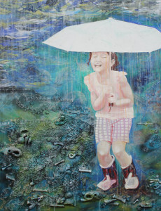 ASHER IN THE RAIN 2019	 Oil, acrylic and mixed media on canvas 122 x 92cm