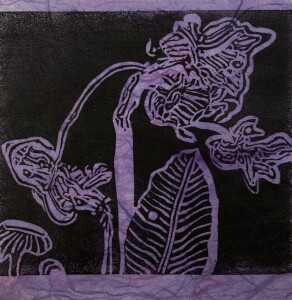10 Emily Clare Dancing Blooms, 2020Linoleum print, 12 x 12cm My world is observant of the natural world, but its forms have been arranged and I call this place the FEMIVERSE.  Delicate floral skeletons and abstract forms dominate the landscape.  Three dimensional passages lead deeper into the unknown revealing the natural cycle of life and ultimately - growth.Current bid as at 3:30pm 13 November 2020: $20